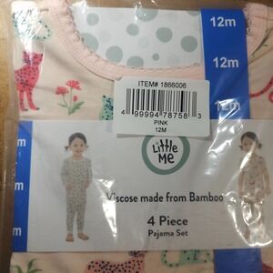 Little Me Toddler Viscose Made From Bamboo 4 Piece Pajama Set, Size: 12m